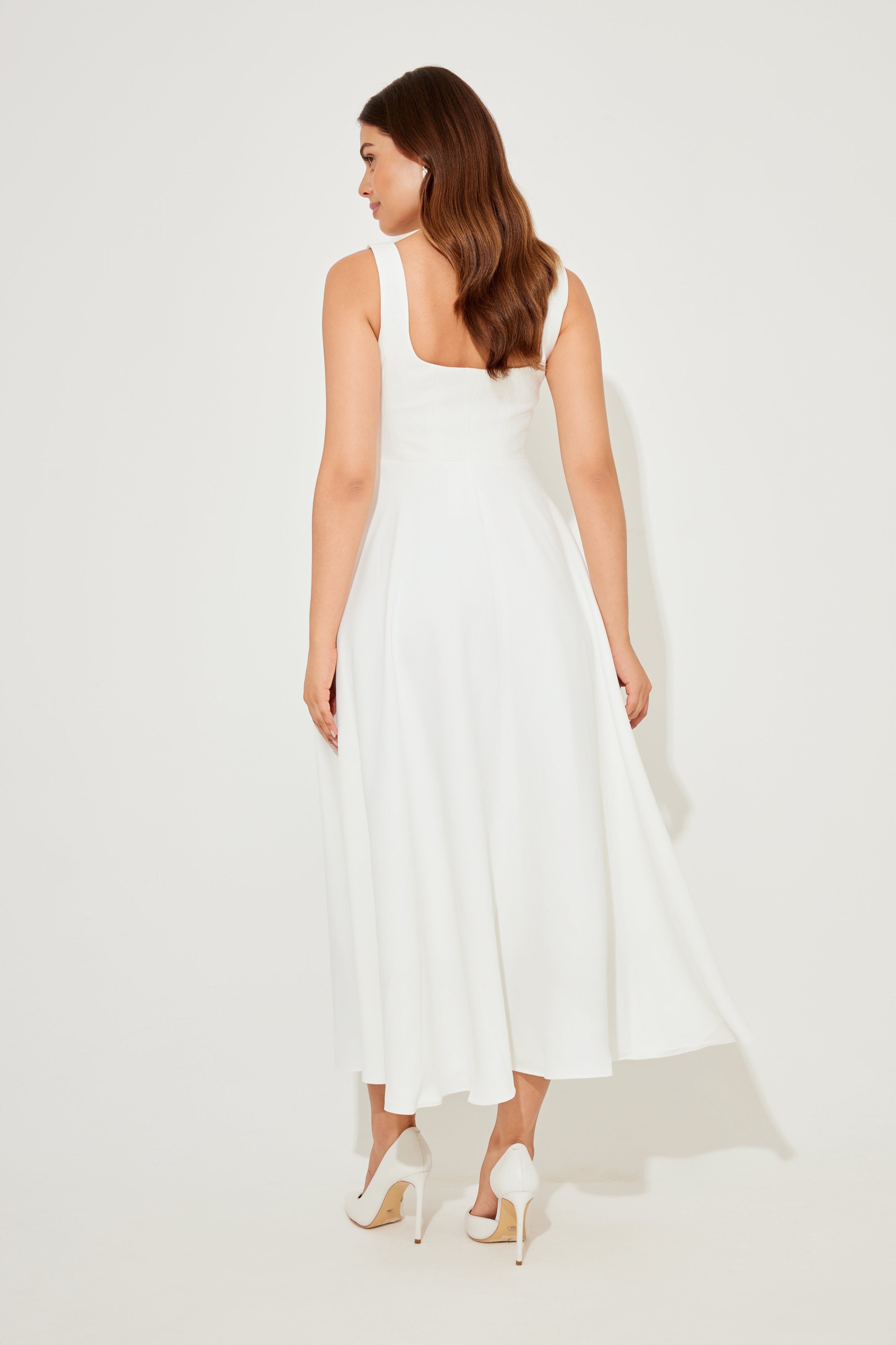 The Luxe High Waist Square Neck Midi Dress