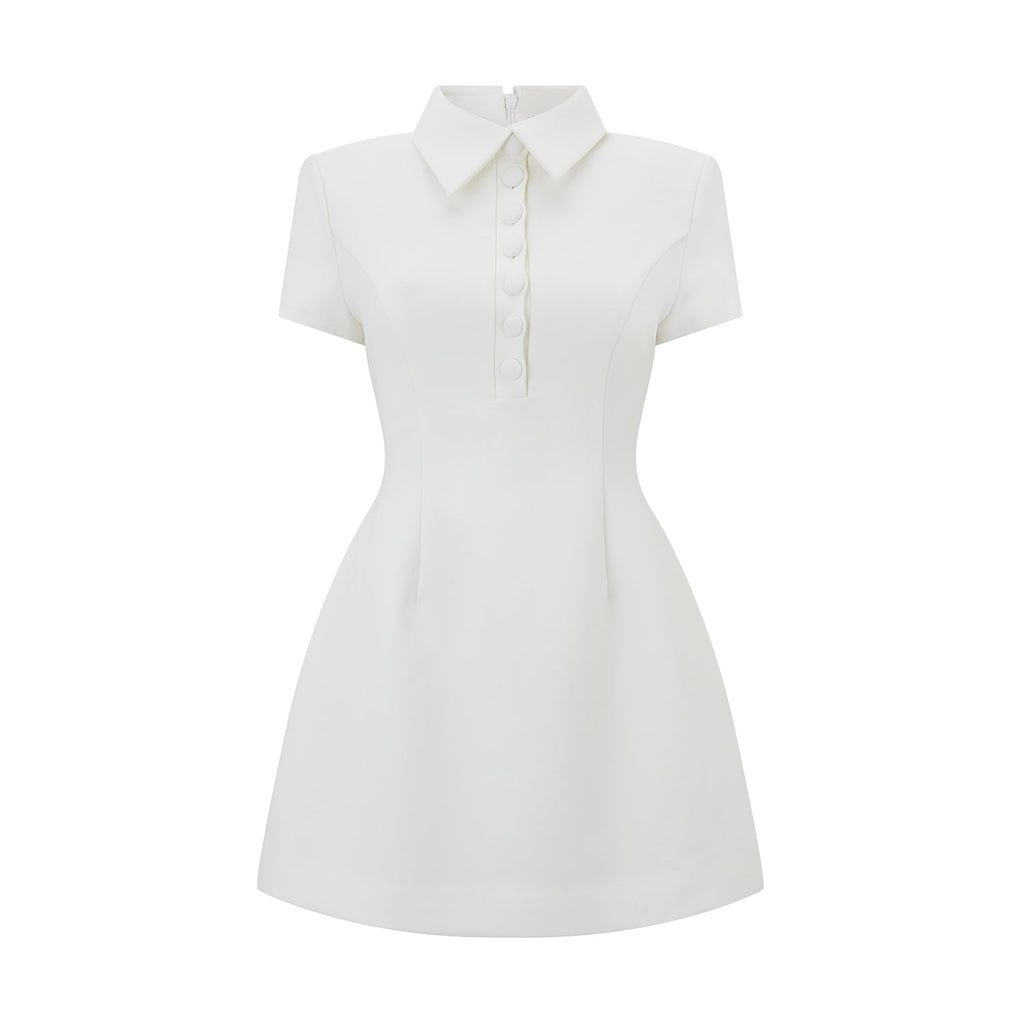The Luxe Collared Mini Dress with Volume Skirt