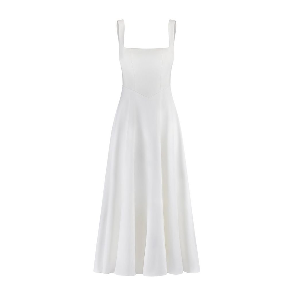 The Luxe High Waist Square Neck Midi Dress